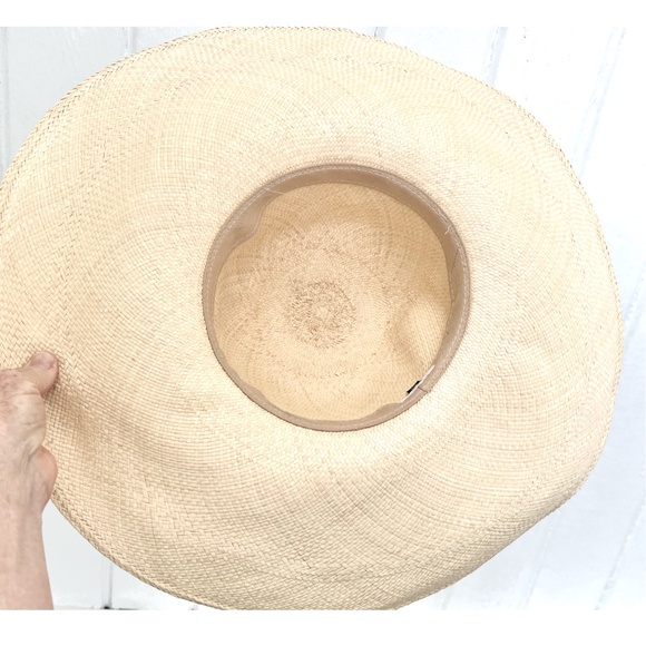 CUYANA Oversized Wide Brimmed Straw Hat in Natural with Black Band - 59